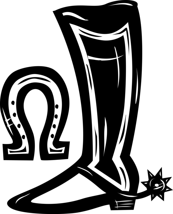 Vector Illustration of Equestrian Horse Riding Boot and Horseshoe