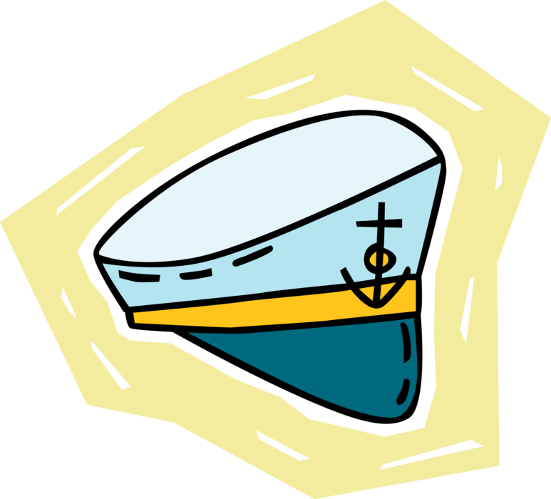 Vector Illustration of Maritime Captain's Cap with Boat Anchor Symbol