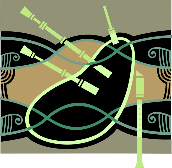 Vector Illustration of Scottish Highland Bagpipes Musical Wind Instrument