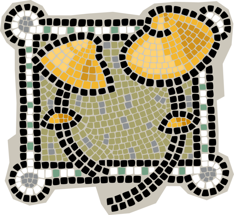 Vector Illustration of Decorative Mosaic Mushroom or Toadstool Fleshy Spore-Bearing Fungus Food