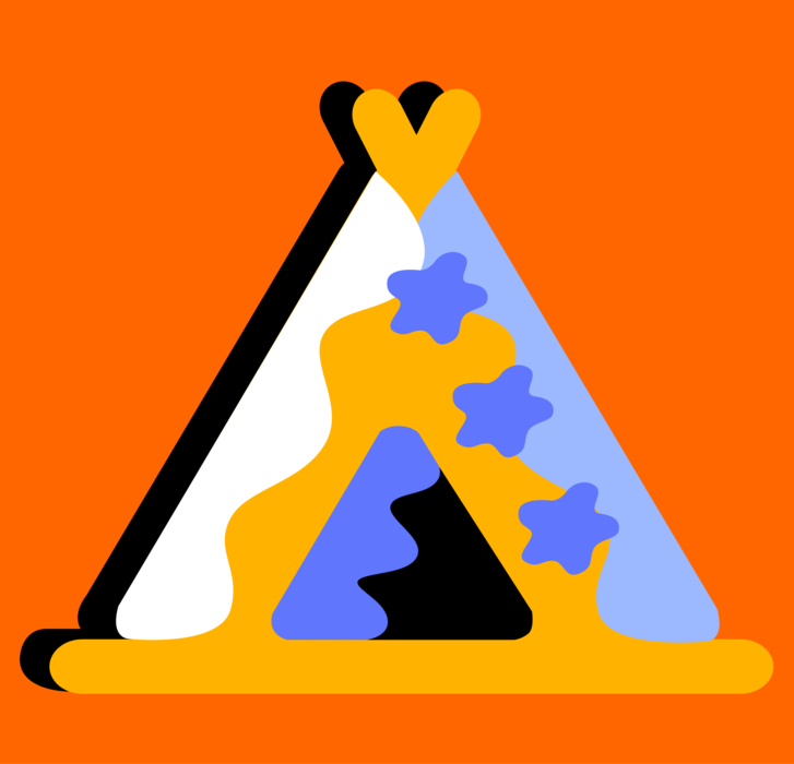 Vector Illustration of Native American Indigenous Indian Teepee Tent Shelter