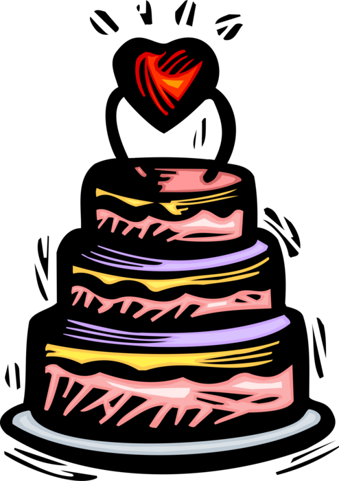 Vector Illustration of Wedding Cake Traditional Cake Served at Wedding Receptions