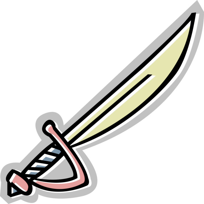 Vector Illustration of Sword Bladed Weapon for Cutting and Thrusting
