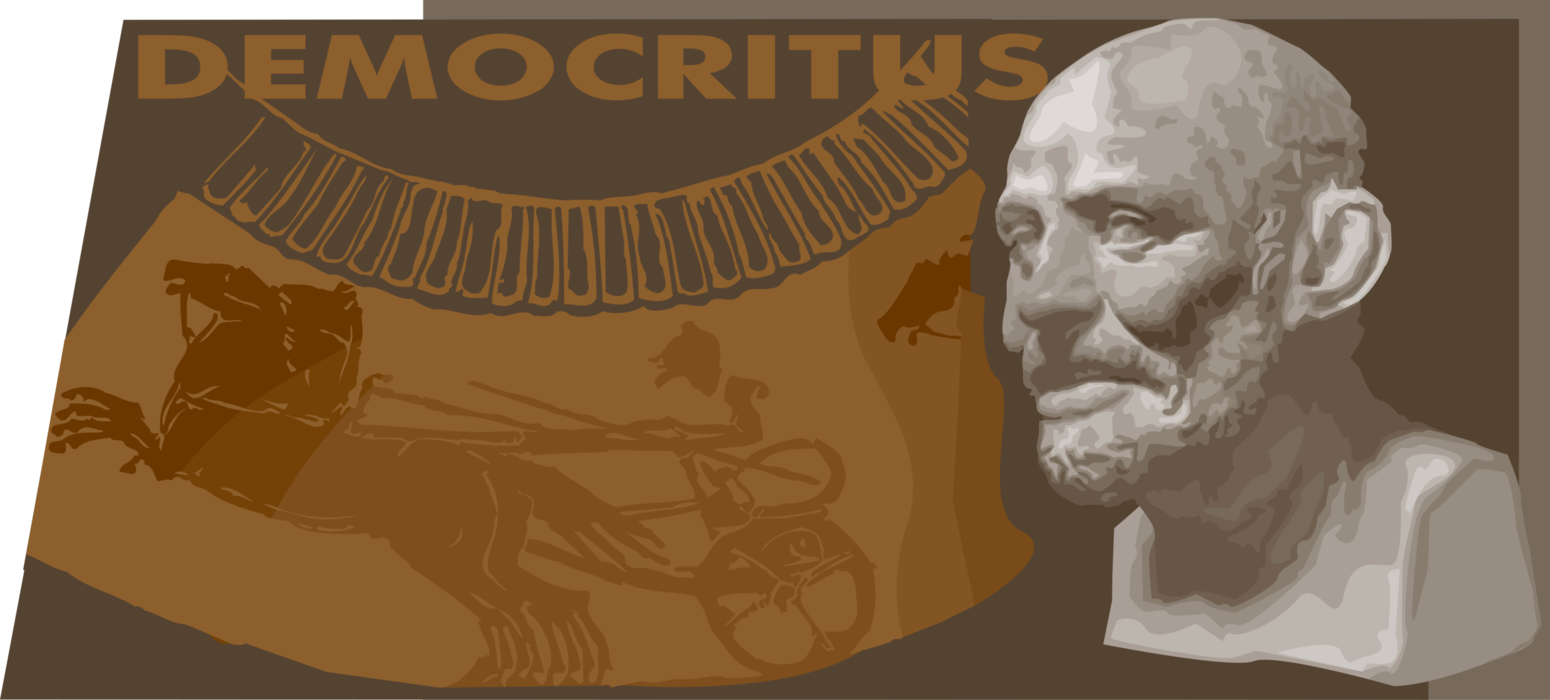 Vector Illustration of Democritus Ancient Greek Pre-Socratic Philosopher Formed Atomic Theory of the Universe