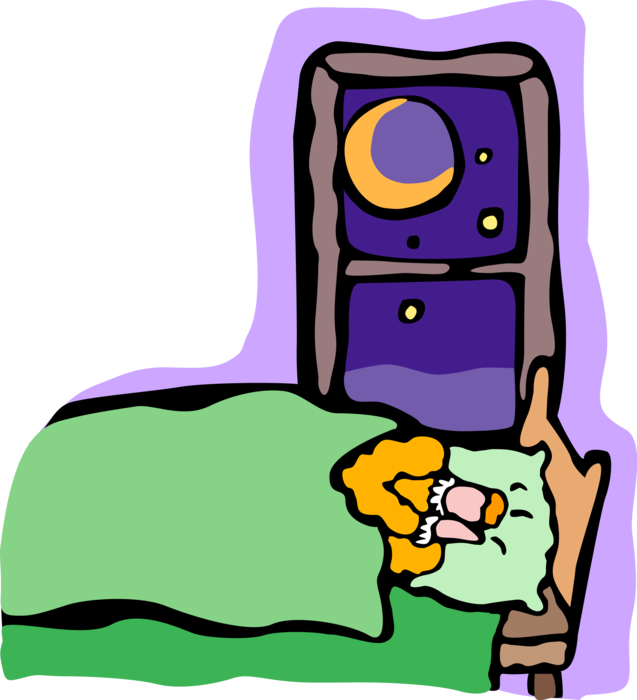 Vector Illustration of Sleeping Soundly in Bed for Good Night's Sleep