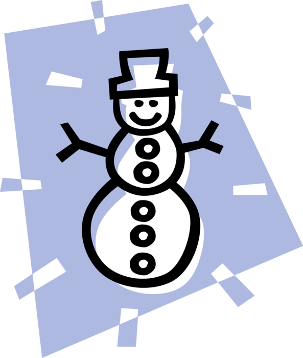 Vector Illustration of Snowman Anthropomorphic Snow Sculpture in Winter