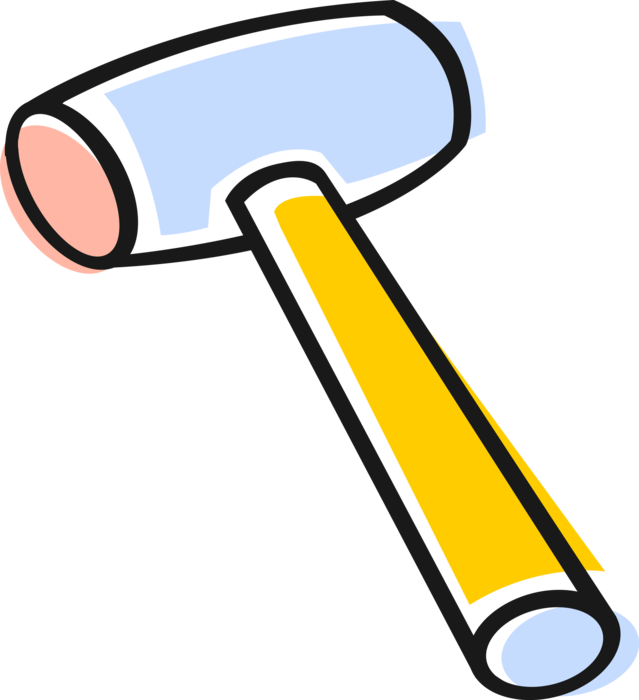 Vector Illustration of Rubber Mallet Hammer Tool used in Construction, Woodworking, and Auto-Body Work