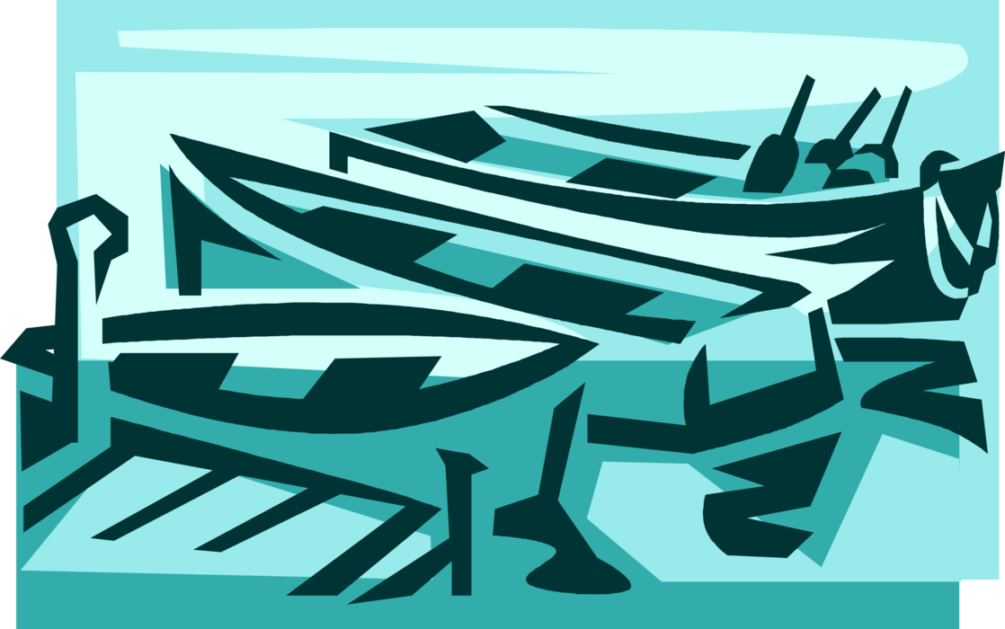 Vector Illustration of Small Fishing Boat Watercraft Boats
