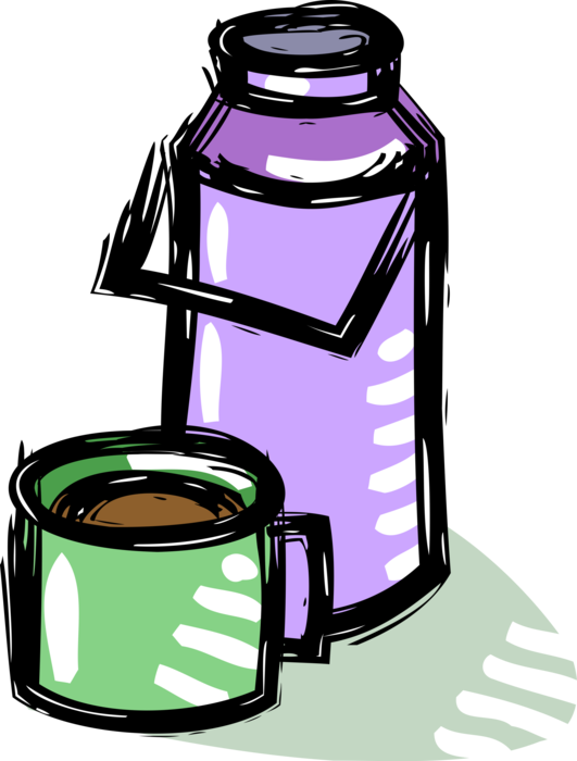 Vector Illustration of Thermos Insulated Food and Beverage Container Keeps Liquid Hot or Cold