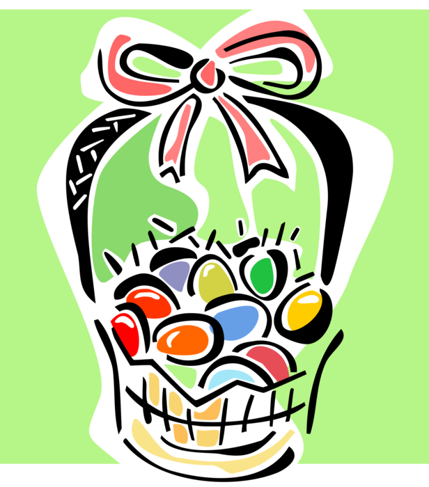 Vector Illustration of Easter Basket with Colored Pascha Eggs Celebrate Resurrection of Jesus Christ