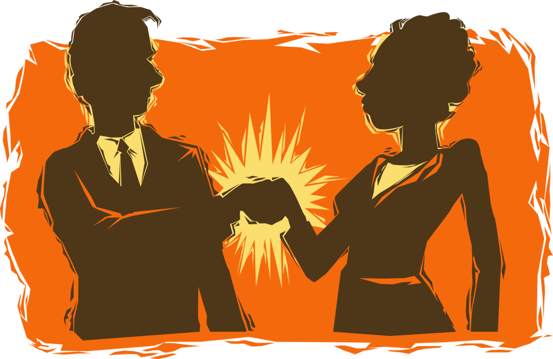 Vector Illustration of Business Colleagues Shake Hands in Handshake Introduction Greeting or Agreement