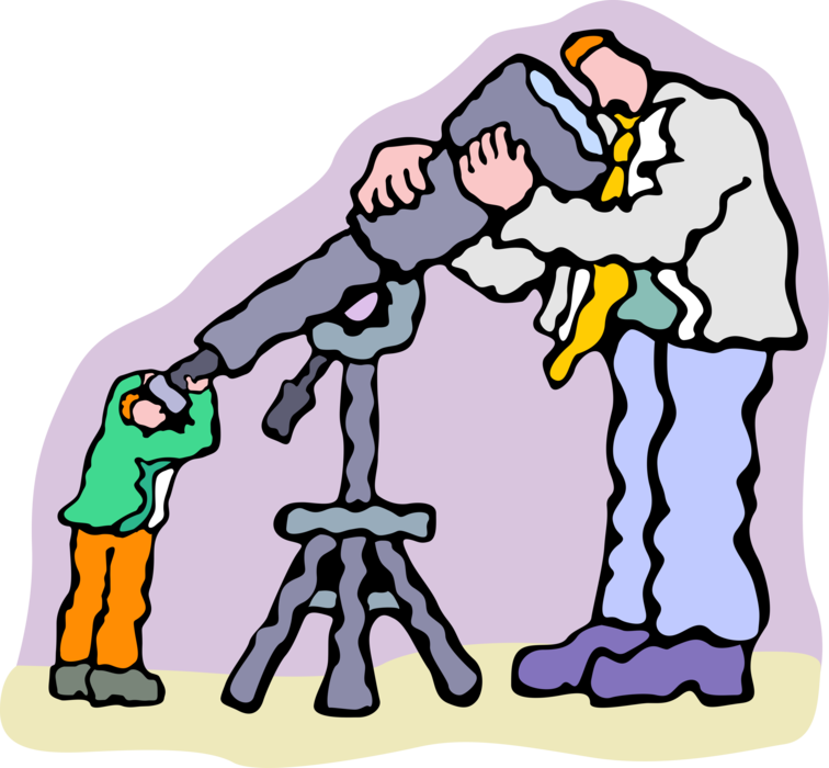 Vector Illustration of Looking Through Telescope at Competitor