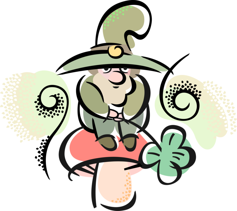 Vector Illustration of St Patrick's Day Irish Leprechaun Fairy in Irish Folklore