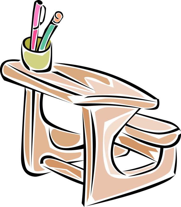 Vector Illustration of Student Desk in School Classroom