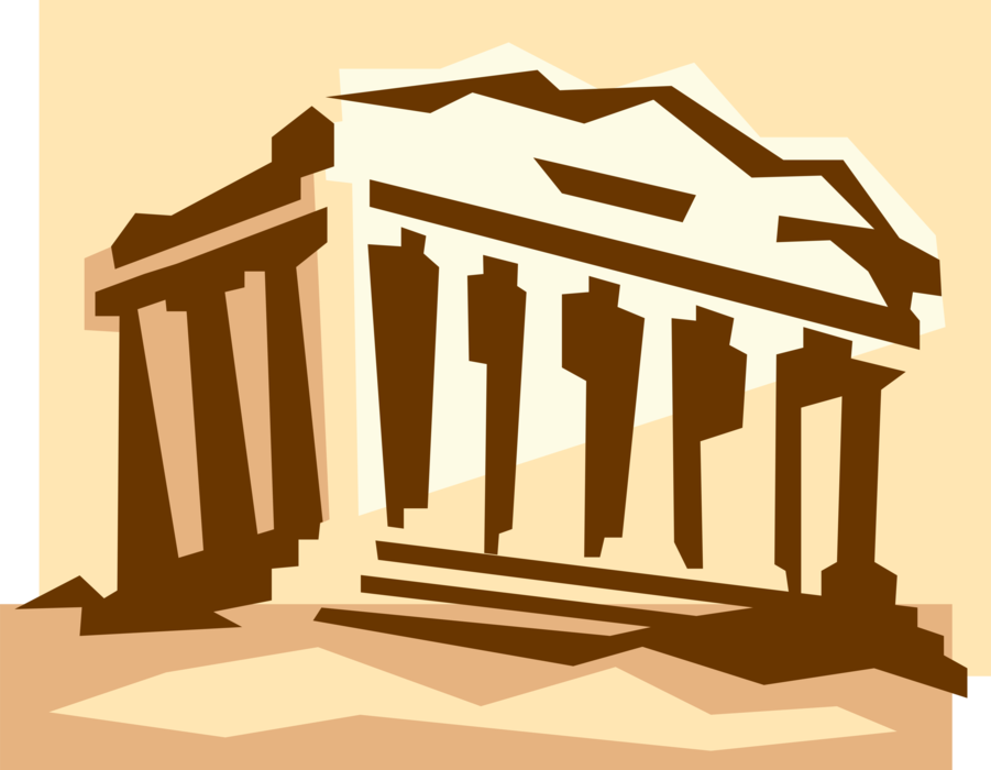 Vector Illustration of The Parthenon Ancient Greek Temple on the Athenian Acropolis in Athens, Greece