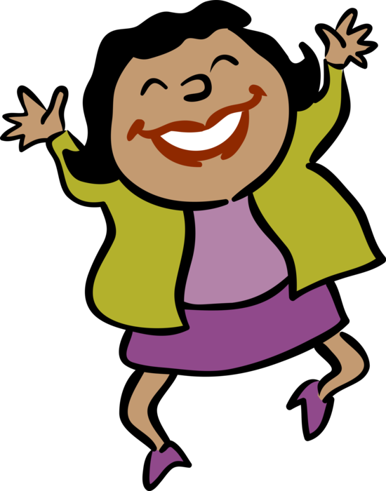 Vector Illustration of Happy Businesswoman Jumps for Joy
