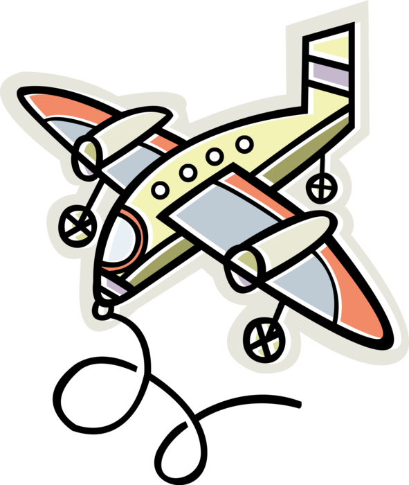 Vector Illustration of Child's Pull Toy Aircraft Jet Airplane