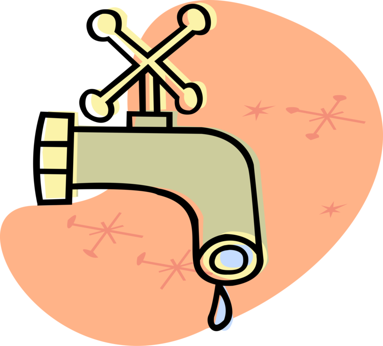 Vector Illustration of Sink Faucet Water Tap with Water Drip