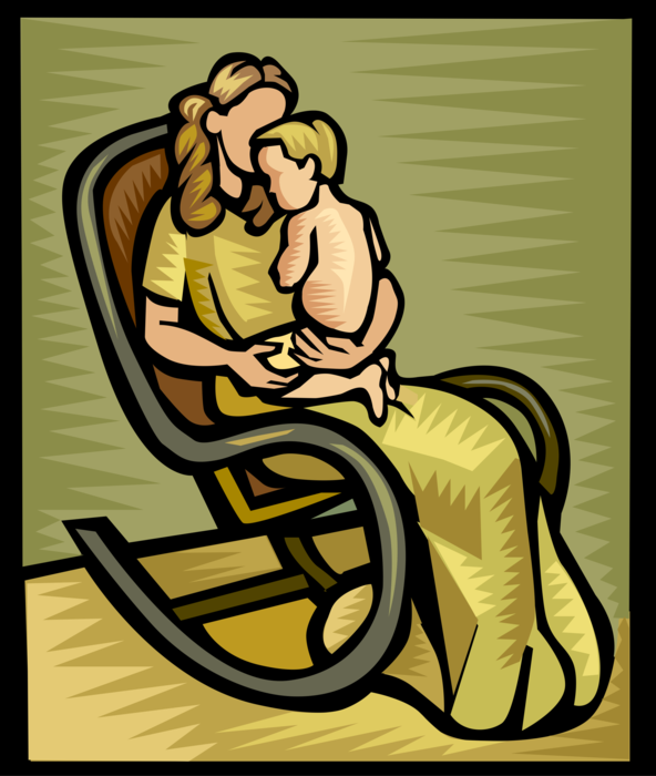 Vector Illustration of Nurturing Mother and Child in Rocking Chair