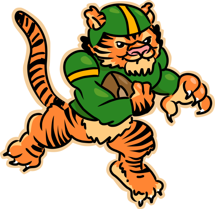 Vector Illustration of Bengal Tiger Plays Football