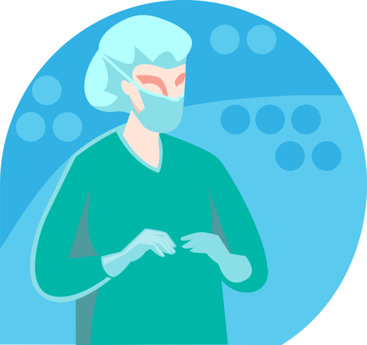 Vector Illustration of Health Care Professional Doctor Physician Preparing for Surgery