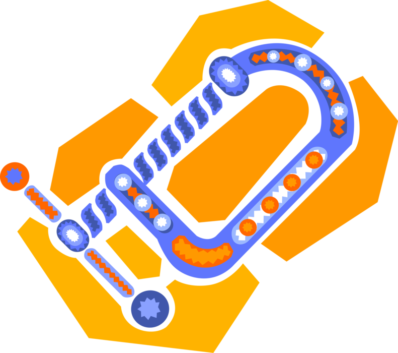 Vector Illustration of C-Clamp or G-Clamp Carpentry Clamp Holds Wood or Metal