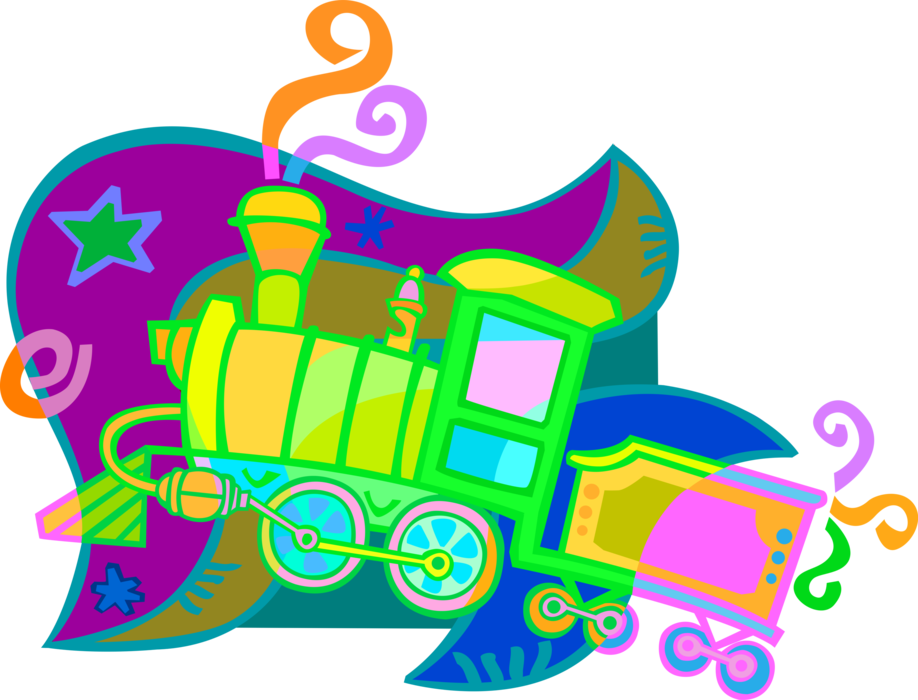 Vector Illustration of Steam Engine Train Locomotive Children's Toy