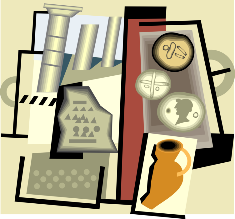 Vector Illustration of Archaeologist Archeologist Studies Human Activity and Culture through Millennia