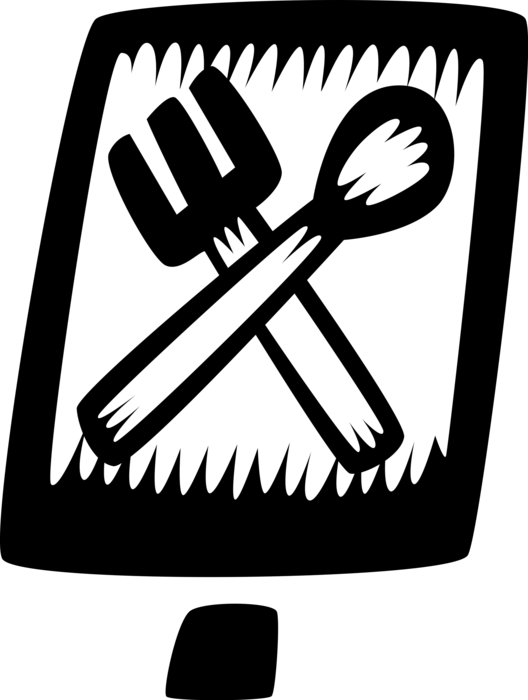 Vector Illustration of Highway Restaurant Food Service Traffic Sign with Fork and Spoon