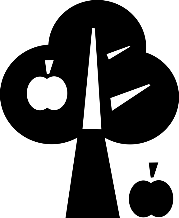 Vector Illustration of Farm Orchard Apple Fruit Tree