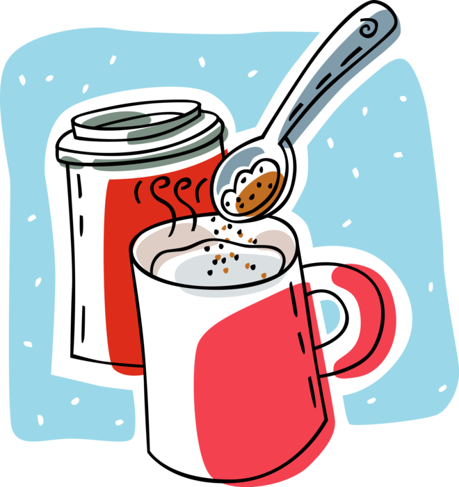 Vector Illustration of Hot Chocolate Milk Drink with Cocoa Powder