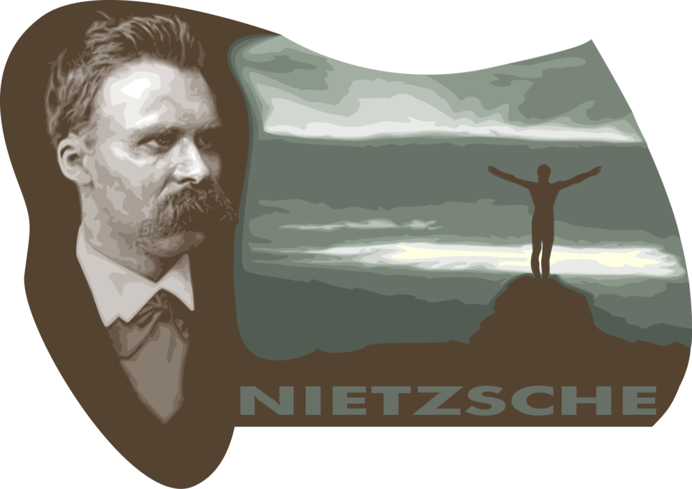 Vector Illustration of Friedrich Nietzsche, German Philosopher, Cultural Critic, Poet, and Existentialist
