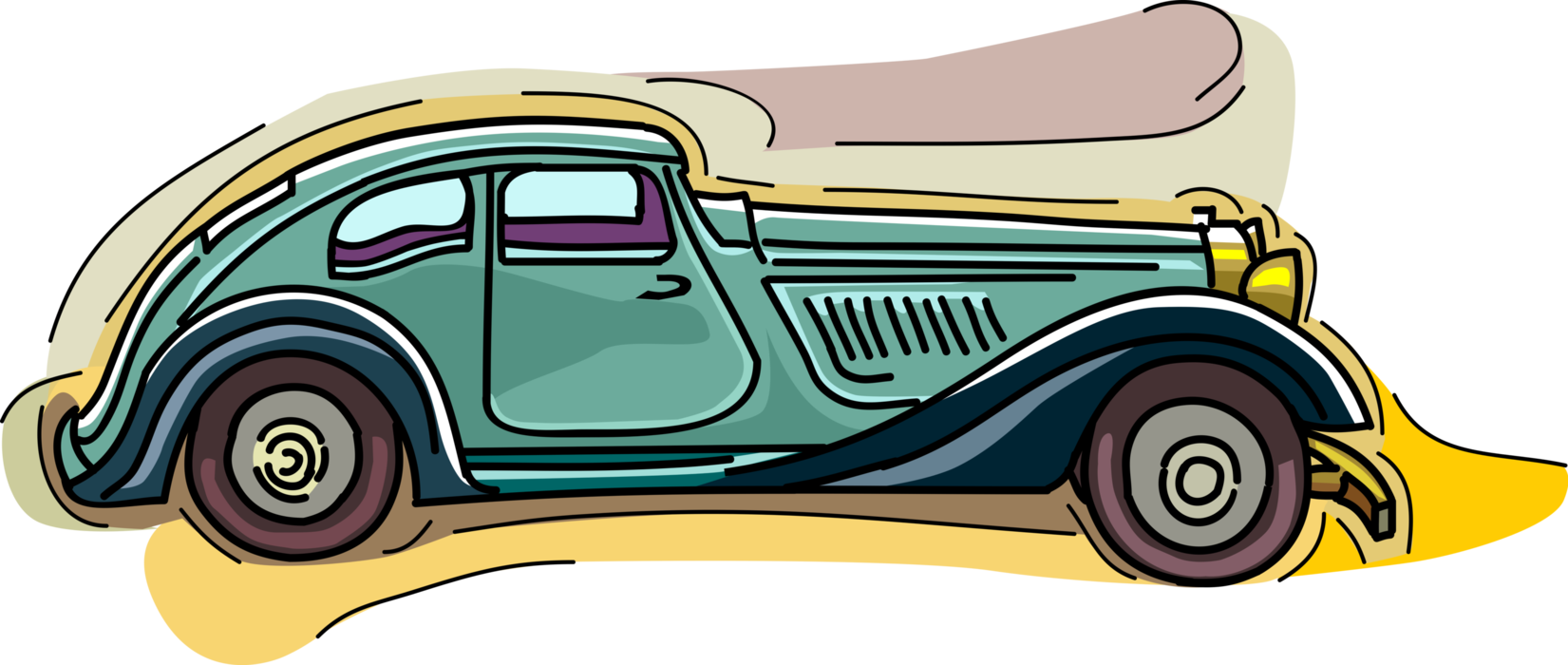 Vector Illustration of Vintage Antique Automobile Car Motor Vehicle