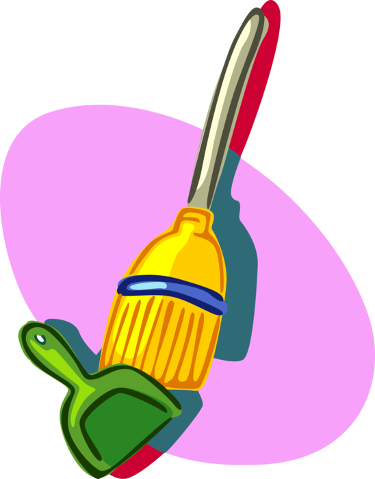 Vector Illustration of Cleaning Broom and Dust Pan