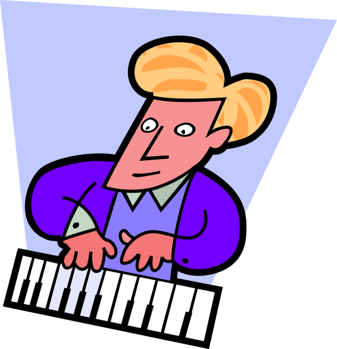 Vector Illustration of Musician Playing Piano Keyboard Musical Instrument