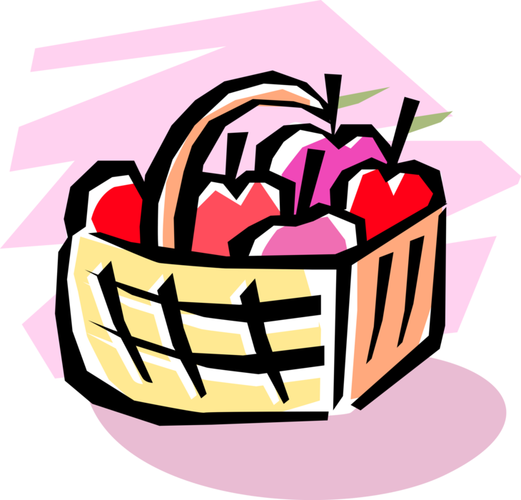 Vector Illustration of Fruit Basket with Apples