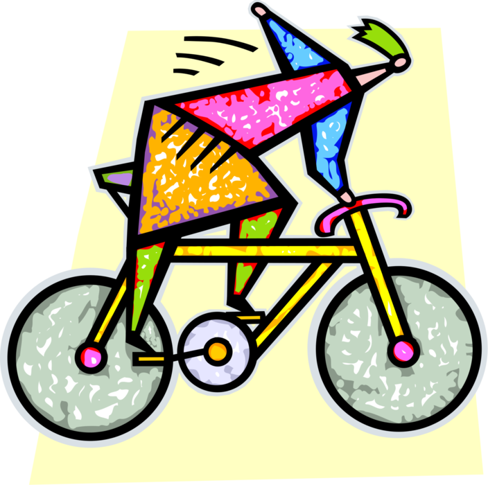Vector Illustration of Cycling Enthusiast Rides Bicycle Bike
