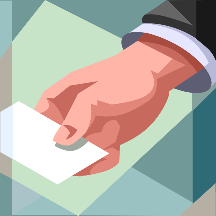 Vector Illustration of Businessman's Hand Handing Out Business Card