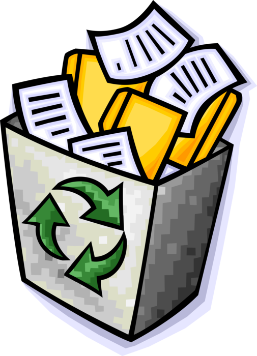 Vector Illustration of Recycle Bin Container Holds Recyclable Paper for Recycling Center
