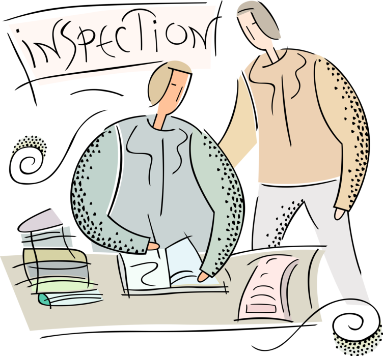 Vector Illustration of Customs Inspection Officer with Air Traveler