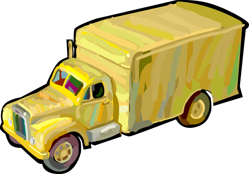 Vector Illustration of Shipping and Distribution Transport Delivery Truck Vehicle