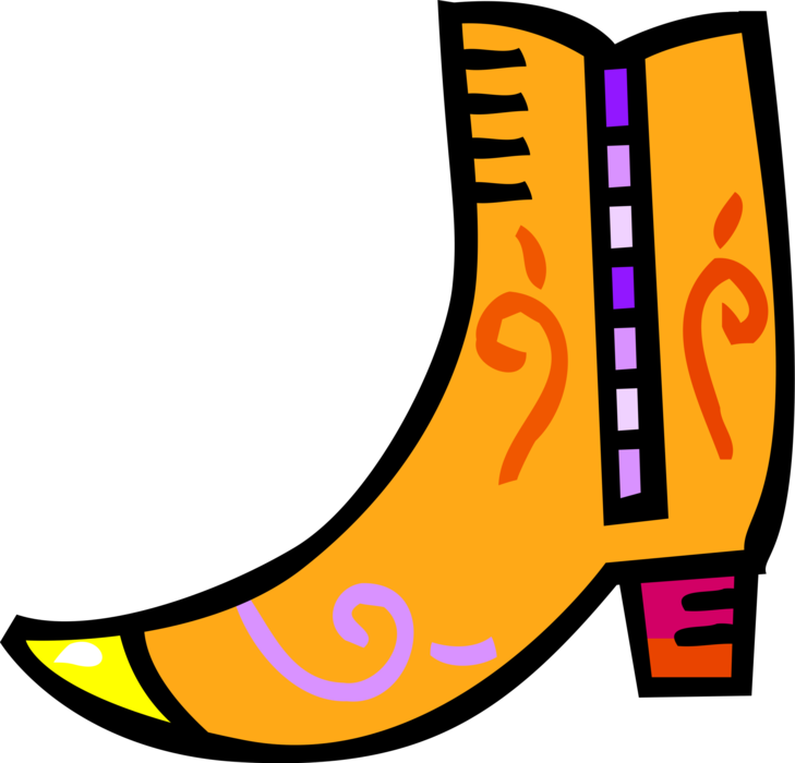 Vector Illustration of Western Cowboy Boot Footwear