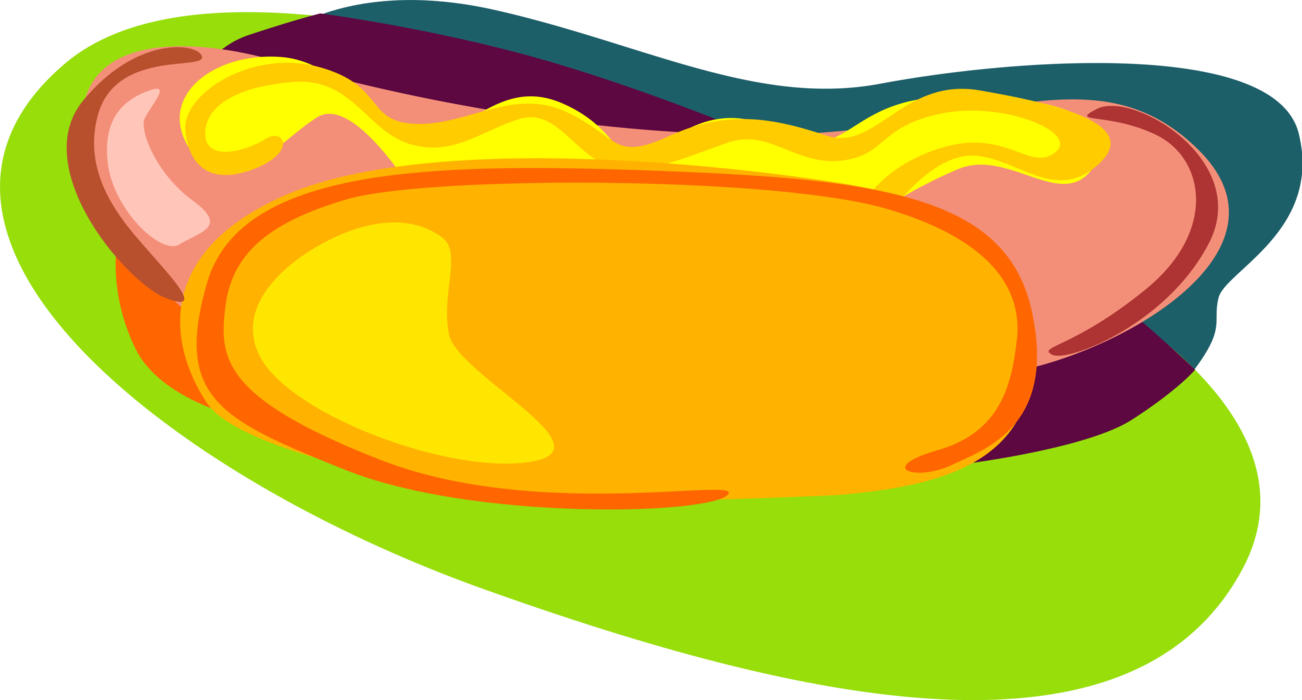 Vector Illustration of Cooked Hot Dog or Hotdog Frankfurter Sausage Street Food on Bun