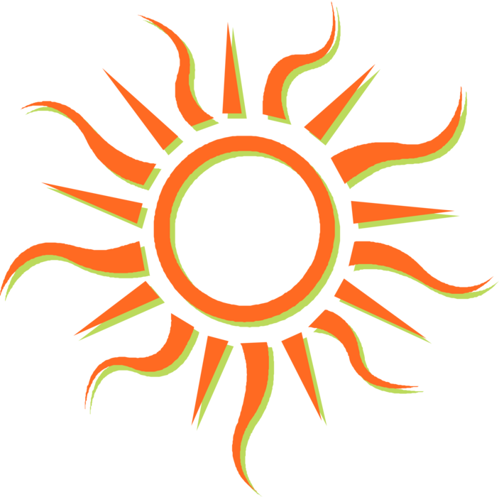 Vector Illustration of Sun Shining with Heat Rays