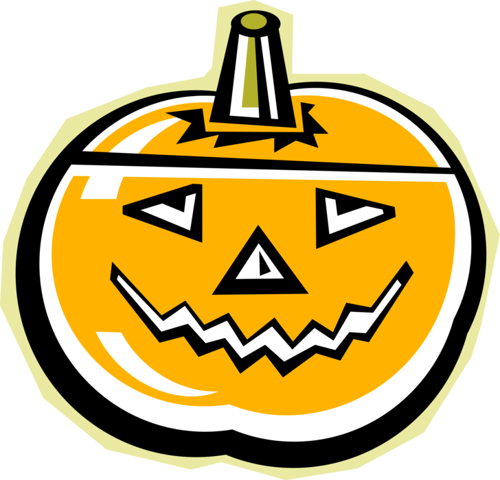Vector Illustration of Halloween Trick or Treat Jack-o'-Lantern Carved Pumpkin