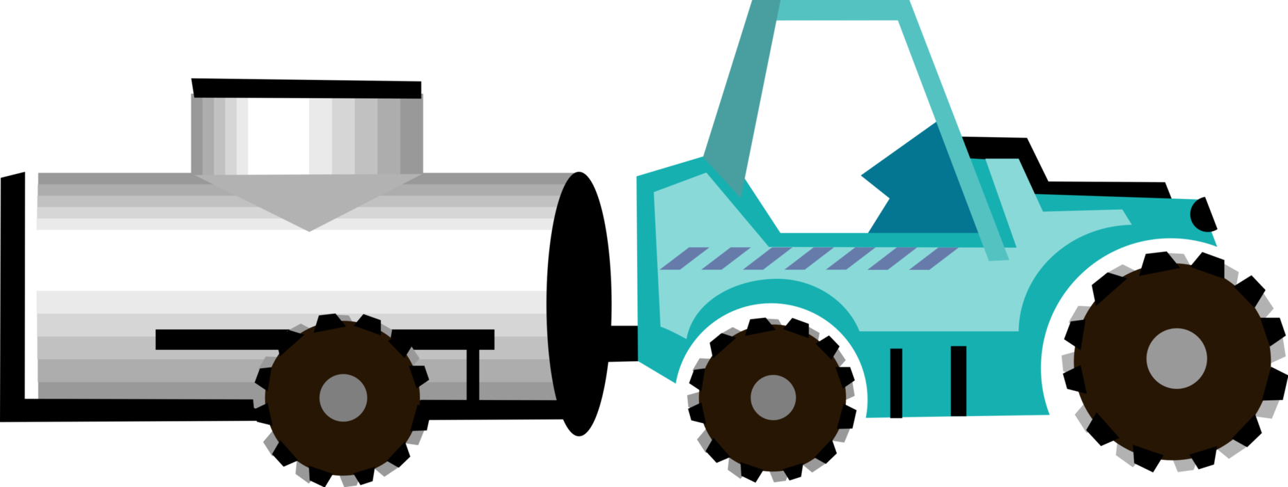 Vector Illustration of Farm Equipment Tractor with Vineyard Wine-Grape Storage Tank