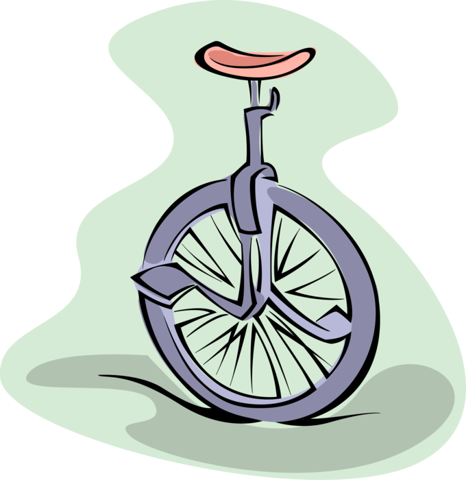 Vector Illustration of Unicycle Pedal-driven Direct Drive Vehicle with One Wheel