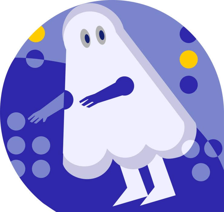 Vector Illustration of Halloween Ghost Phantom, Apparition, Spirit, Spook Costume