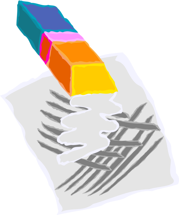 Vector Illustration of Eraser Erares Marks on Paper