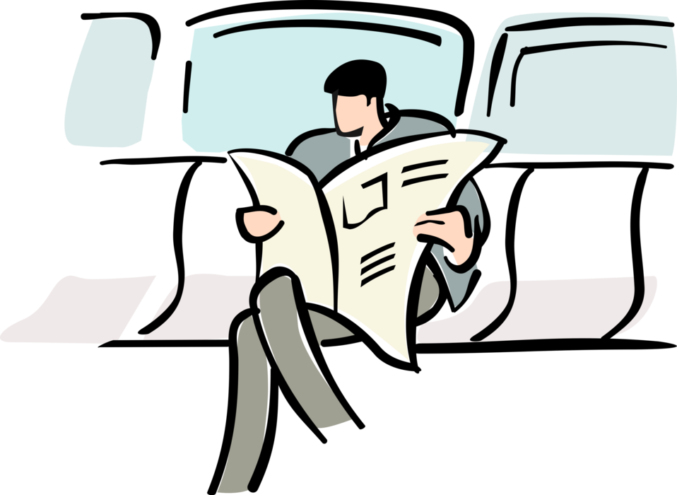 Vector Illustration of Businessmen Reads Newspaper Serial Publication